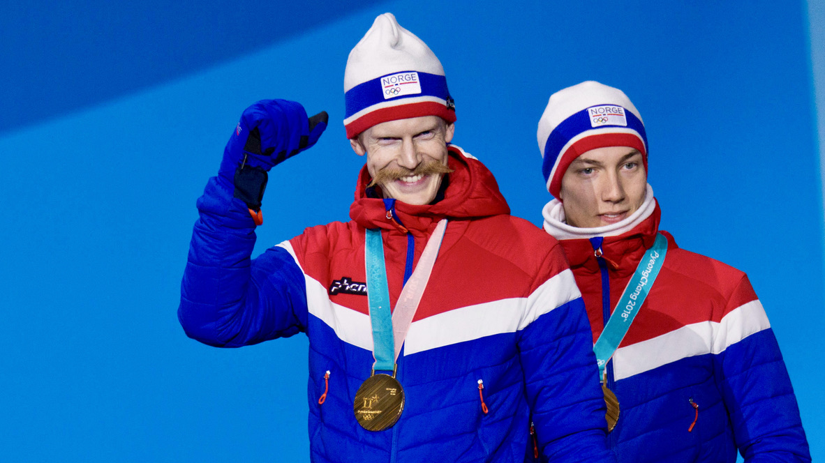 Robert Høneren Johansson og Johann André Forfang i PyeongChang.