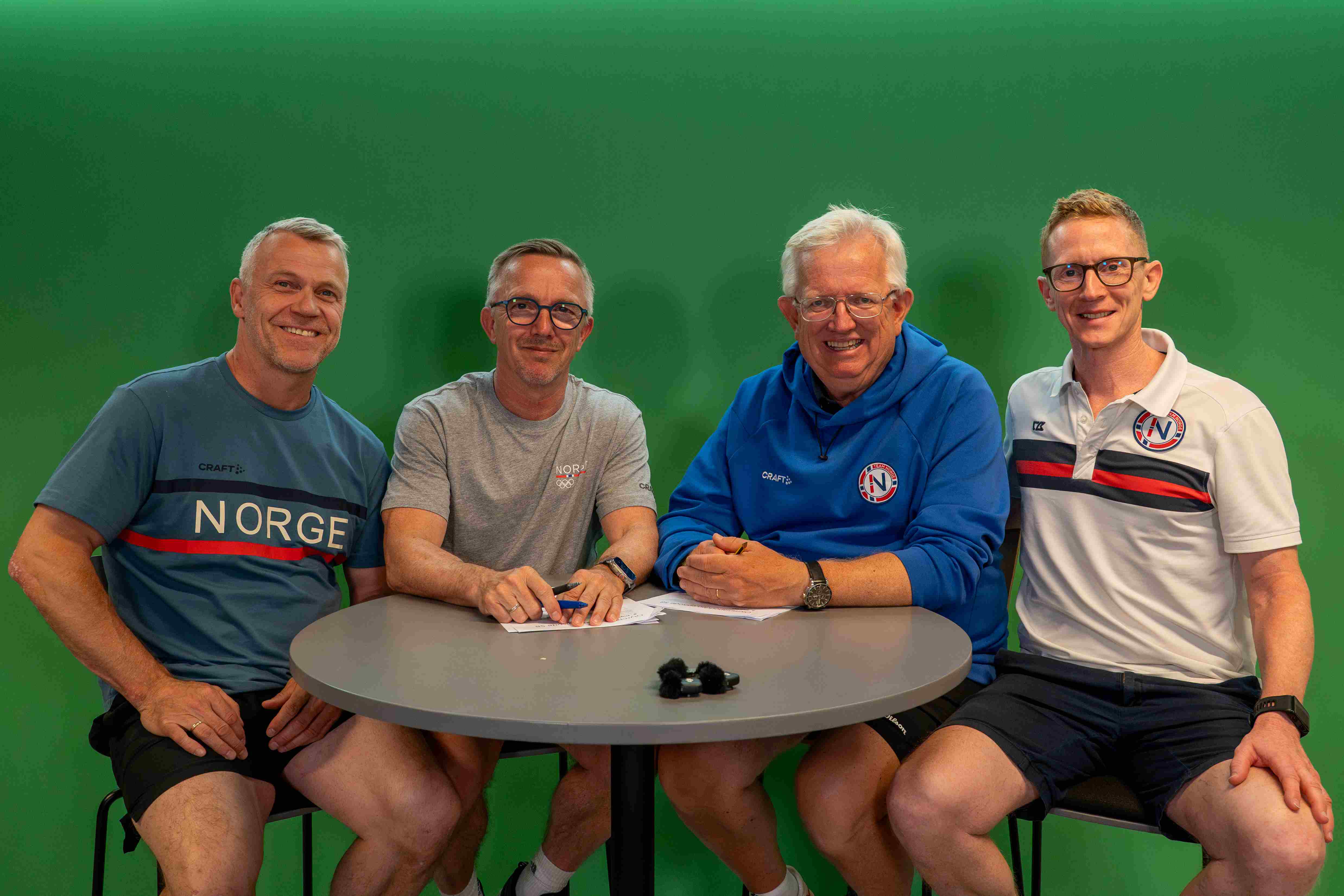 I den nyeste episoden av Olympiapodden møter du (fra v.) Lars-Arne Andersen, Morten Bråten, Øivind Sørvald og Jon Grydeland.