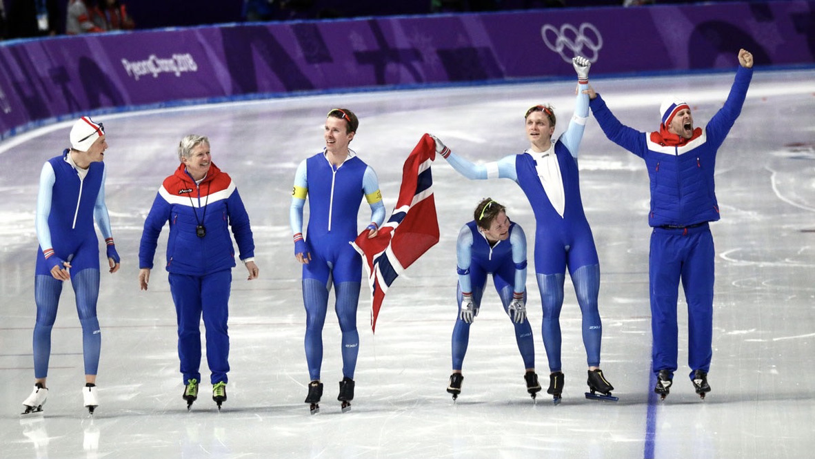 Håvard Bøkko, Sindre Henriksen, Simen Spieler Nilsen, Sverre Lunde Pedersen takes gold in PyeongChang. 